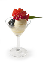 Ice cream dessert with berries