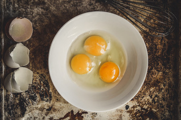 raw eggs in a bowl
