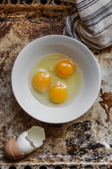 raw eggs in a bowl