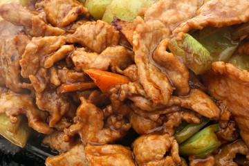 Chinese food. Fried chicken terrine with vegetables