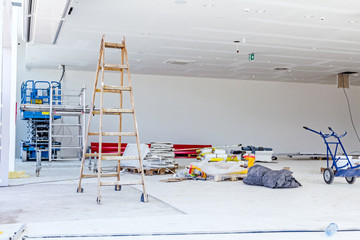 View on large showroom with painting equipment