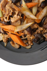Chinese food. Fried mushrooms with vegetables