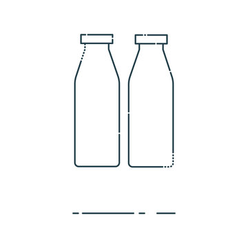 Milk bottles thin line icon. Mbe minimalism style