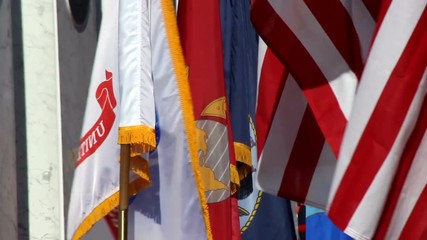 American and all military branch flags waiving
