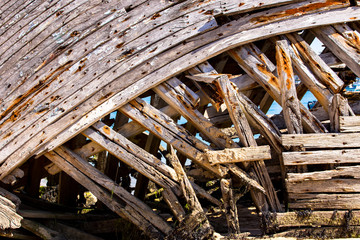 Wooden planks of a shipwreck