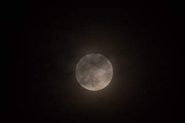 Naklejka na ściany i meble Rare full moon not seen since 1948 through a veil of high clouds