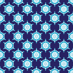 Snowflakes pattern design. Decorative winter background in blue colors. Seamless vector illustration.