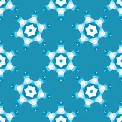 Snowflakes pattern design. Decorative winter background in blue colors. Seamless vector illustration.