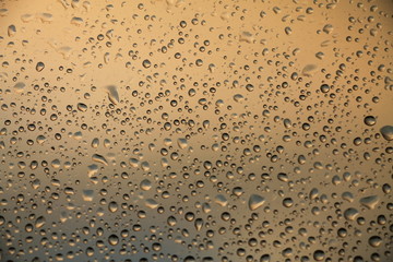Rain drops on window , rainy day