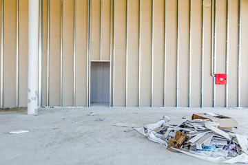 Front view of gypsum wall with galvanized steel joints