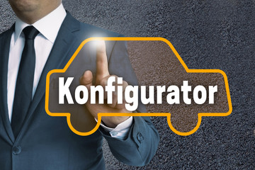 Konfigurator auto touchscreen wird von mann bedient konzept