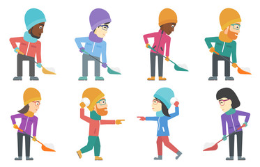 Vector set of people characters in winter.