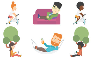 Vector set of sportsmen and business characters