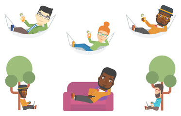 Vector set of tourists and business characters.