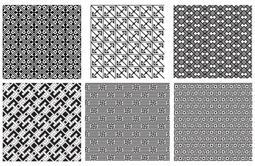 Set of seamless black geometric patterns. Pattern swatches are included in vector file.