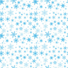 Seamless blue pattern of snowflakes. Transparent background. Pattern swatch is included in vector file.