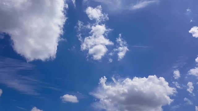 Time lapse footage : White Clouds moving through blue sky in beautiful day

