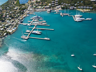 Superyachten in English Harbour und Windward Bay, Antigua, Westindische Inseln,  Antigua, Antigua...