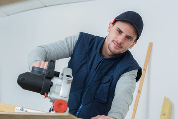 carpenter posing at work