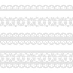 Vector Set of seamless gray lace ribbon isolated on a white background.