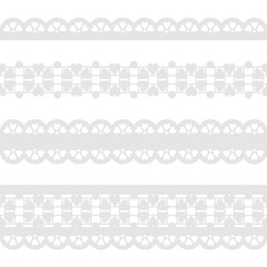 Vector Set of seamless gray lace ribbon isolated on a white background.