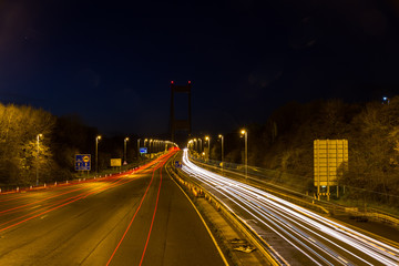 Fototapeta na wymiar Severn crossing at night, car trails