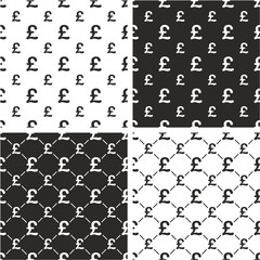 Pound Currency Sign Big & Small Seamless Pattern Set