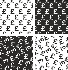 Pound Currency Sign Aligned & Random Seamless Pattern Set