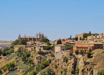 Fototapeta na wymiar Spain, Castile La Mancha, Toledo, Elevated view of the Old Town..