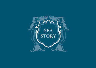 Creative marine emblem, the mermaid round shield