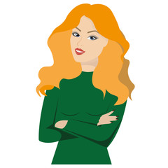 Spectacular red-haired girl smiles.