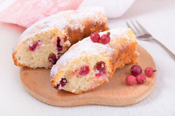 Cake with red gooseberries and with sugar,