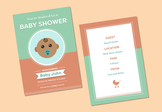 Illustrated Baby Shower Invite Layout 1