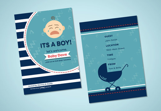 Illustrated Baby Shower Invite Layout 2