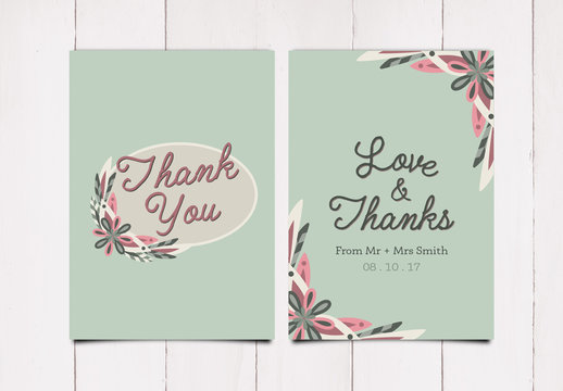Simple Floral Thank You Card Layout 2