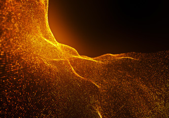 Abstract Particles Background with the Depth of Field and Glow