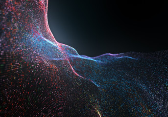 Abstract Particles Background with the Depth of Field and Glow
