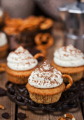 Delicious coffee cupcakes decorated like a cappuccino cup