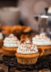 Delicious coffee cupcakes decorated like a cappuccino cup