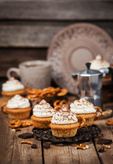 Delicious coffee cupcakes decorated like a cappuccino cup