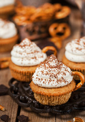 Delicious coffee cupcakes decorated like a cappuccino cup