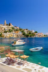 Poster Scenic waterfront on the Greek island of Symi, Dodecanese, Greece. © r_andrei