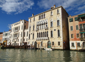 Fototapeta na wymiar Beautiful Vintage Architectures along the Grand Canal of Venice, Italy 