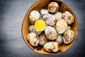 Quail eggs in the nest, a symbol of spring.
