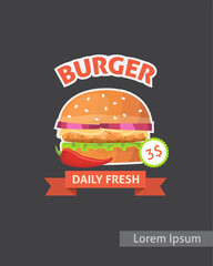 Vintage Fast food burger set posters. Retro burger isolated vector