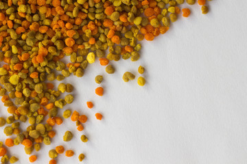 Pollen of different colors close up. Background.