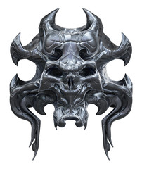 Metallic skull design isolated on white background. 3D illustration