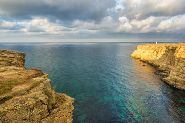 Steep coast of Black Sea at Sevasctopol, Crimea
