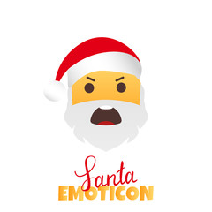 Fototapeta na wymiar Emoji Santa Claus. Winter Holidays Emoticon. Mad Character