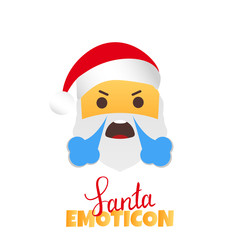 Fototapeta na wymiar Emoji Santa Claus. Winter Holidays Emoticon. Mad Character